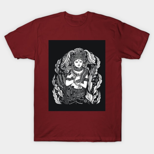 Elegance in Motion: Hand-Drawn Indian Classical Dancer T-Shirt by TRJ NOLA